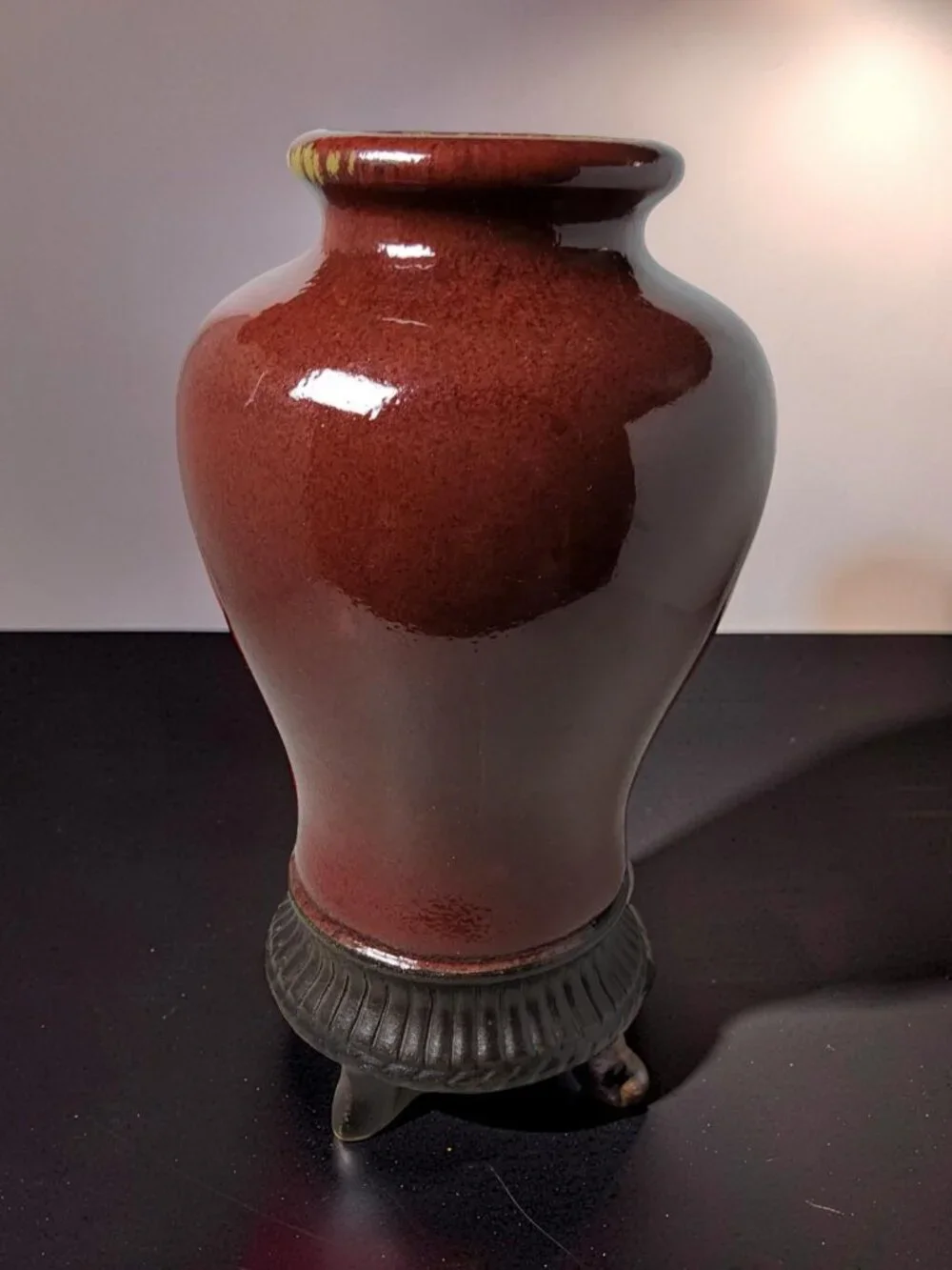 Vintage Repop Chinese porcelain vase with a oxblood red glaze.